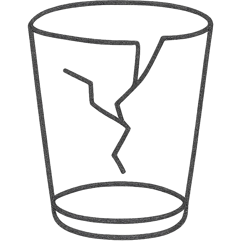 hand-drawn outlined broken glass icon emoji