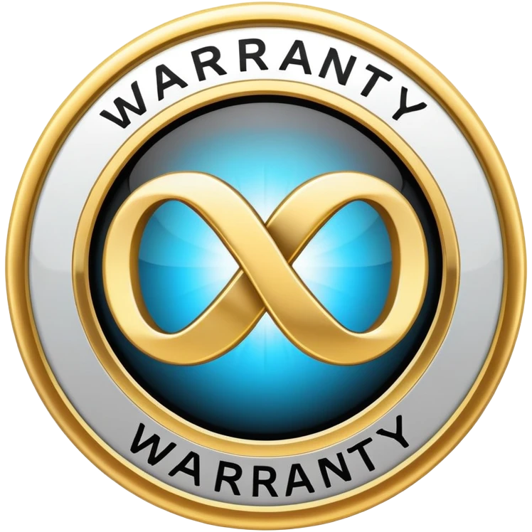 warranty seal with infinity symbol, lifetime guarantee badge emoji