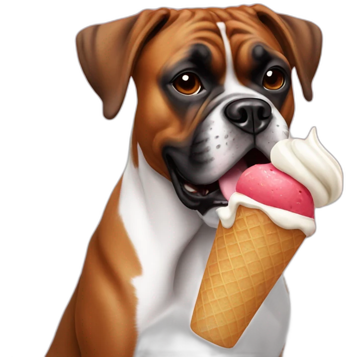 boxer dog eating icecream emoji