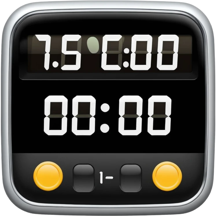 digital timer with a clear display showing the numbers 15:00 emoji