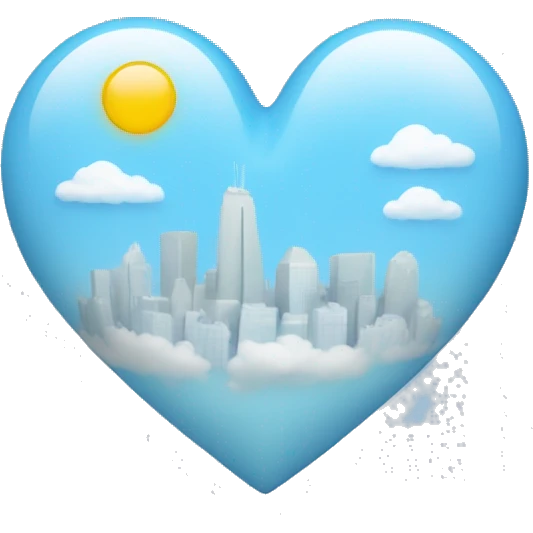 light blue heart + cloud + city emoji