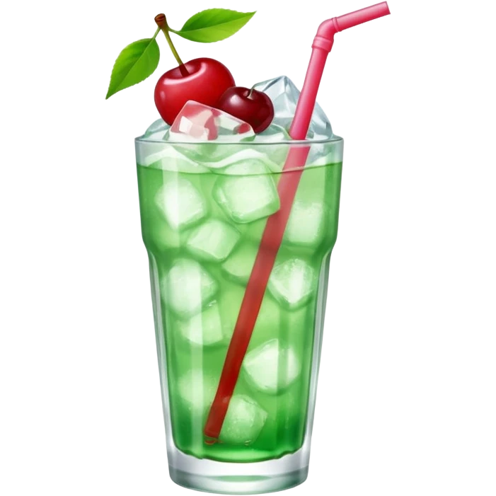 Japanese cream soda on a glass with ice cherry on top emoji