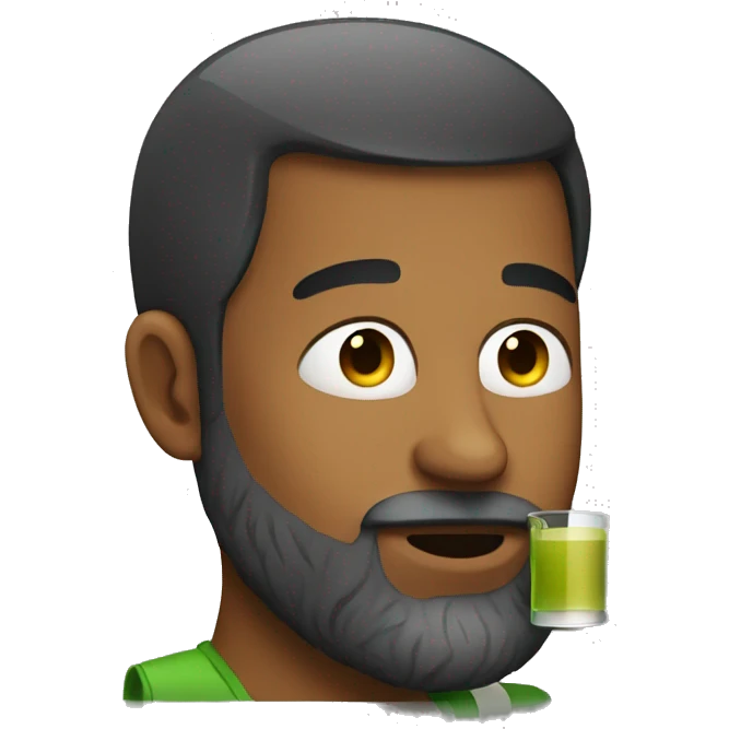 man with beard drinking apple juice emoji