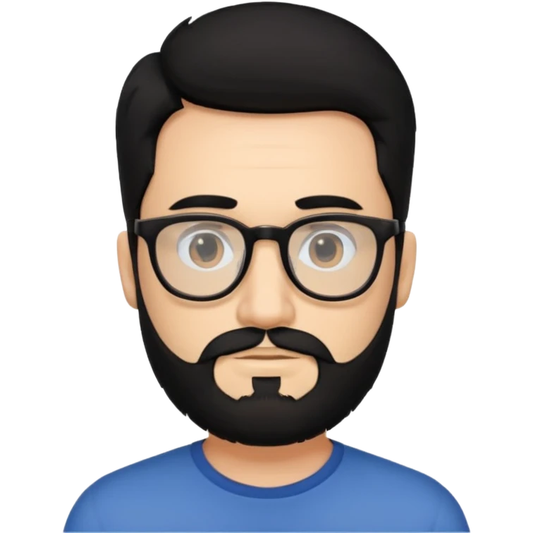 man with beard and glasses black hair emoji