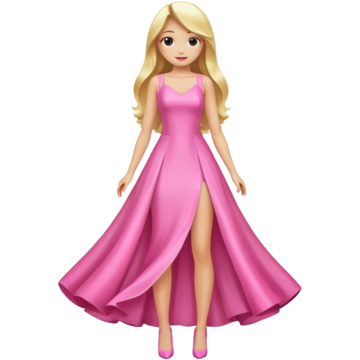 woman long blonde hair pink shiney dress full body emoji