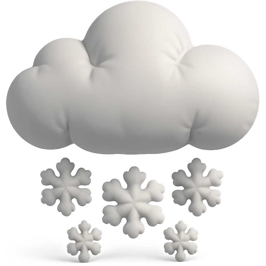 soft edged snow cloud with snowflakes below, cushion style emoji
