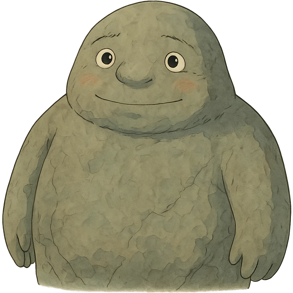 ghibli style stone character with gentle features emoji