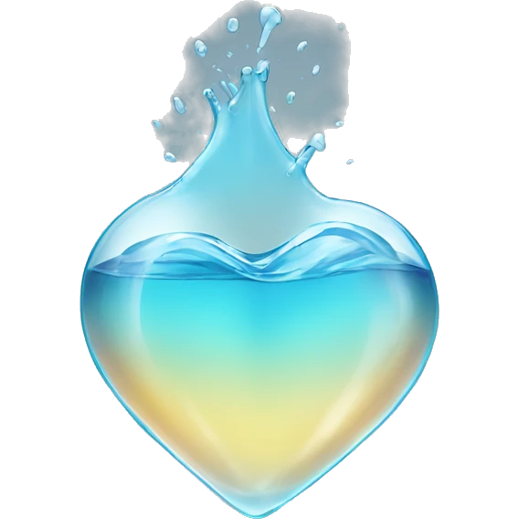 Glass heart with water inside emoji