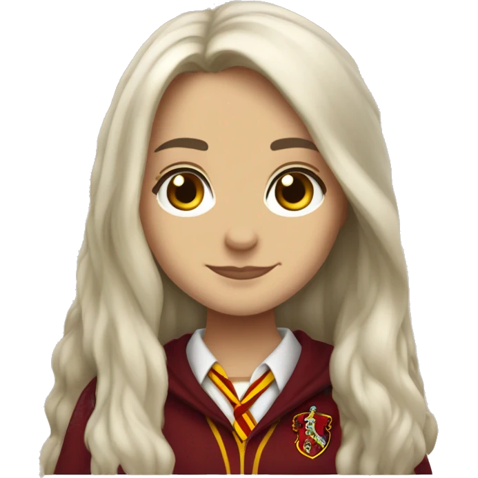 Harry Potter Gryffindor girl, white long hair, brown eyes emoji