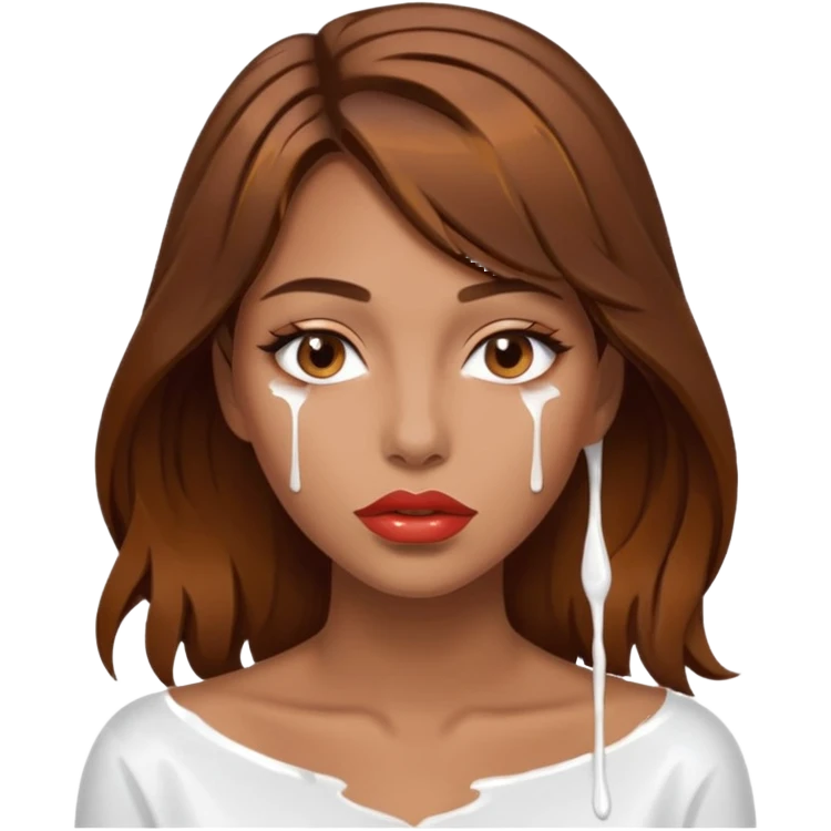 Brown Hair, Woman, white paint drip, face, hot, Sexy, lips emoji