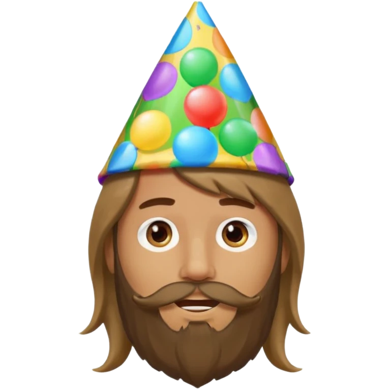 party hatted boy with long hair & bearded emoji