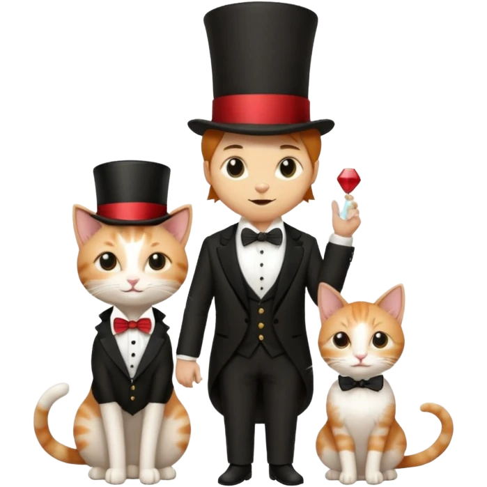 magician couple and their pet cat emoji