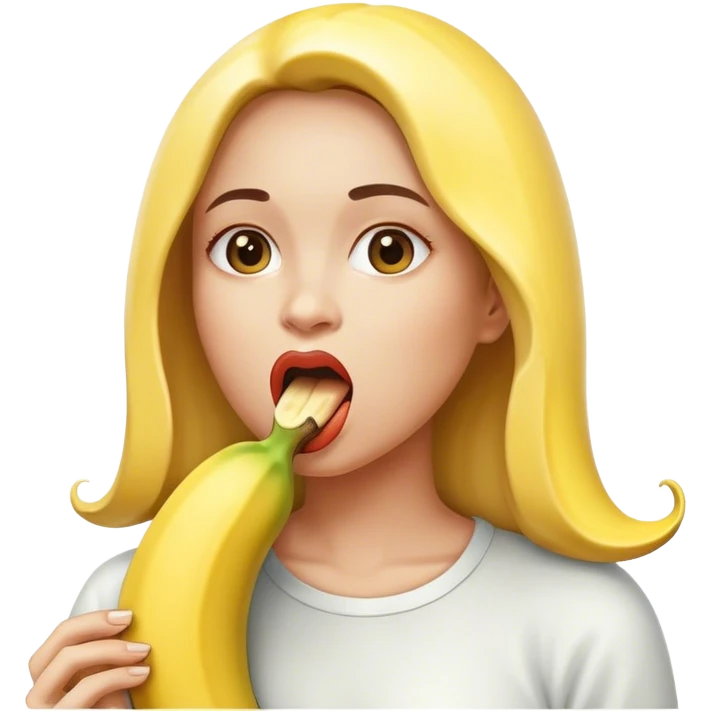 Woman with banana in mouth emoji