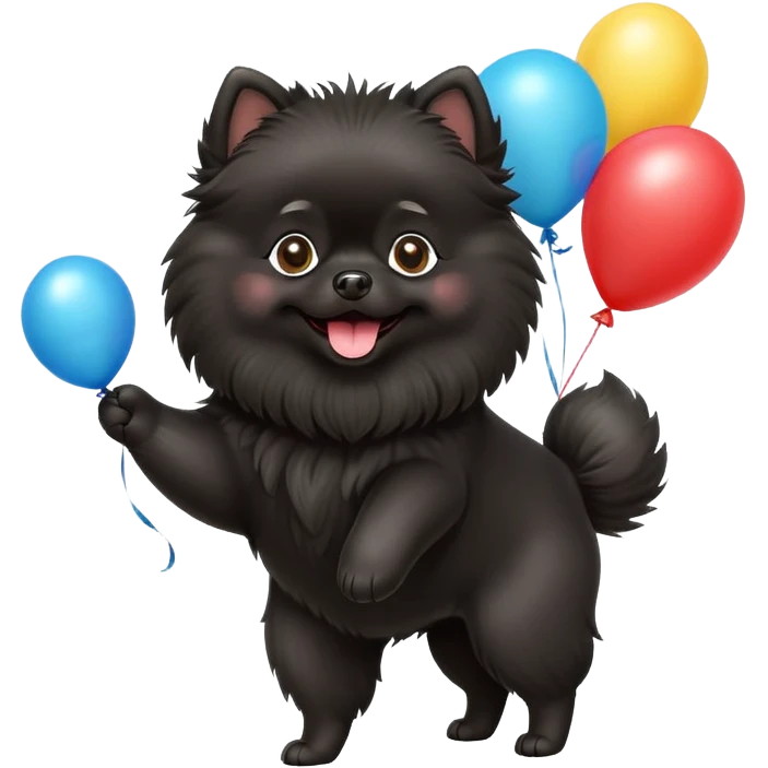 Black Pomeranian balloons emoji