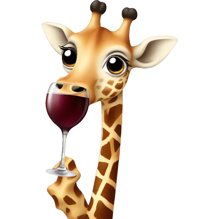 French giraffe holding red wineglass emoji
