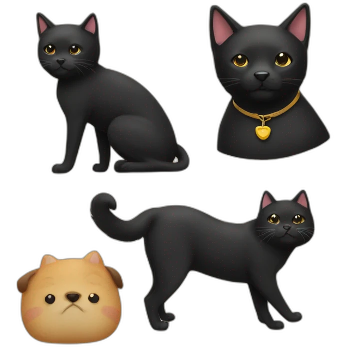 black cat friend with shiba dog emoji