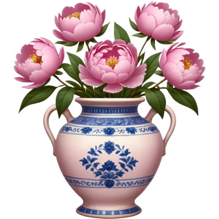 Pink peonies in a vintage vase emoji