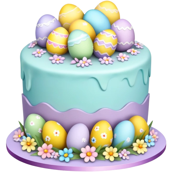 Traditional Easter cake with colorful eggs and decorations emoji