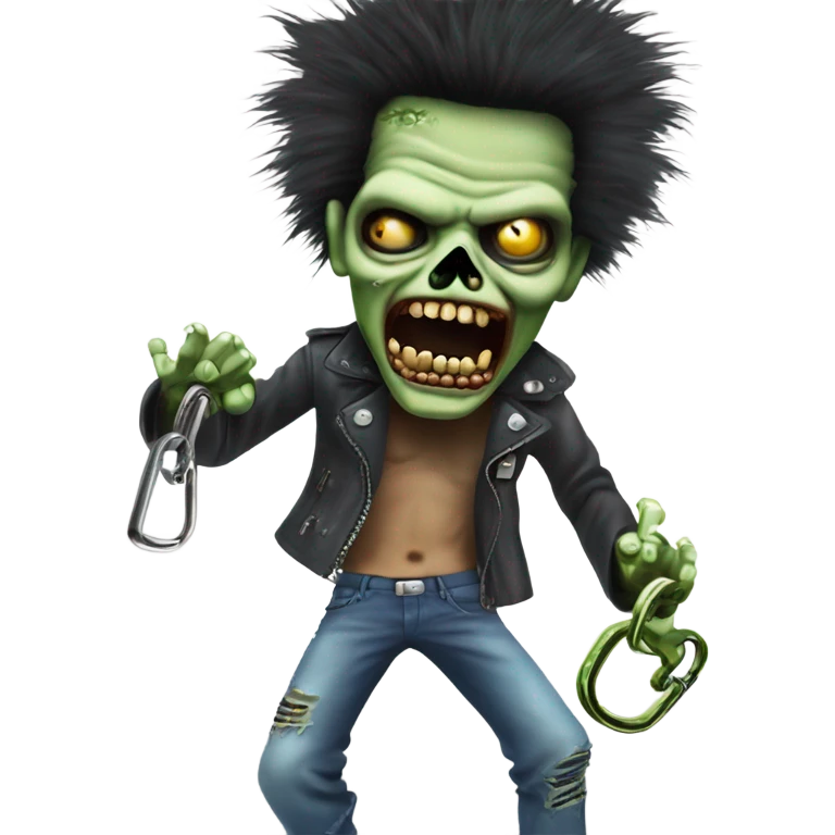 sid vicious zombie wearing a padlock necklace dancing emoji