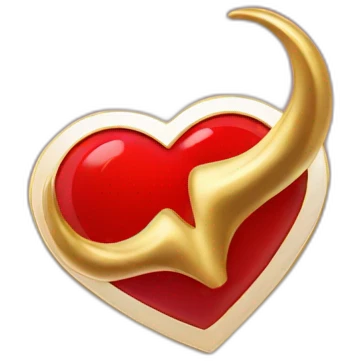 Red heart frame with gold horns emoji