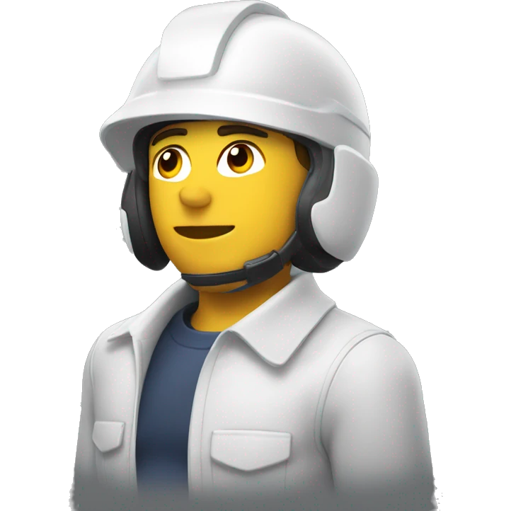 Persona blanca wearing , helmet safety and earplug emoji