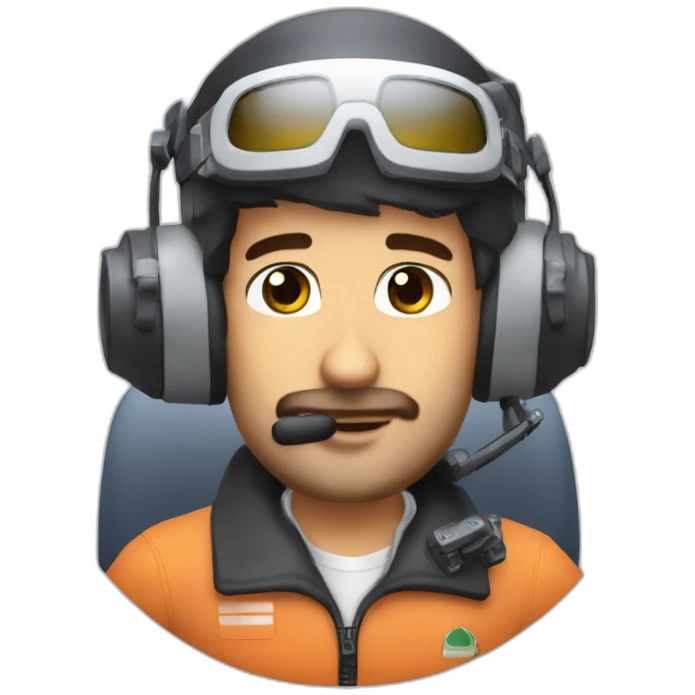 Luis Altamuro with circle beard piloting his A320 simulator emoji