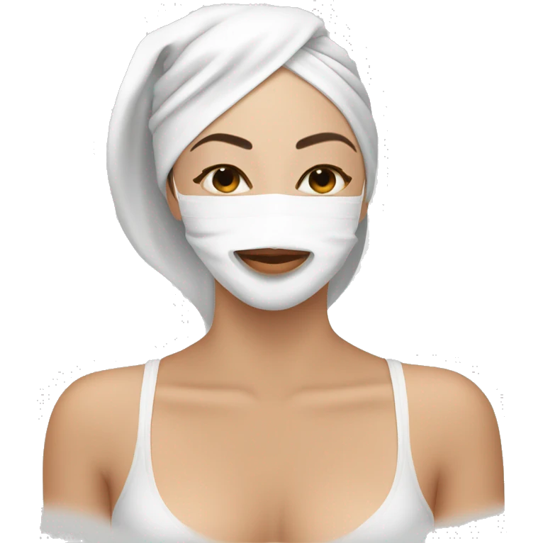 Lady with face mask spa beauty full face relaxing emoji