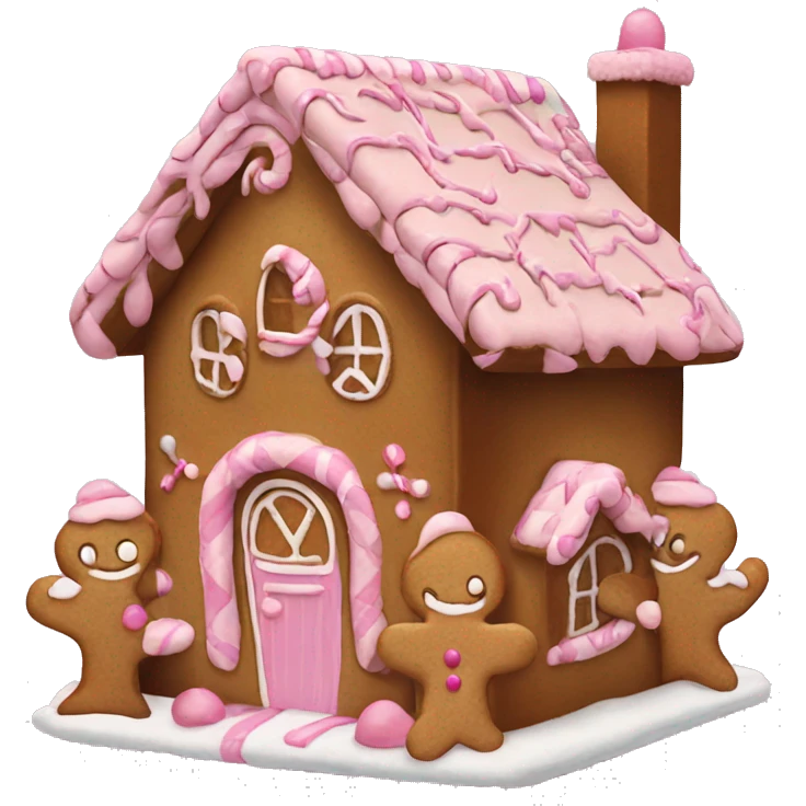 brown and pink gingerbread house emoji