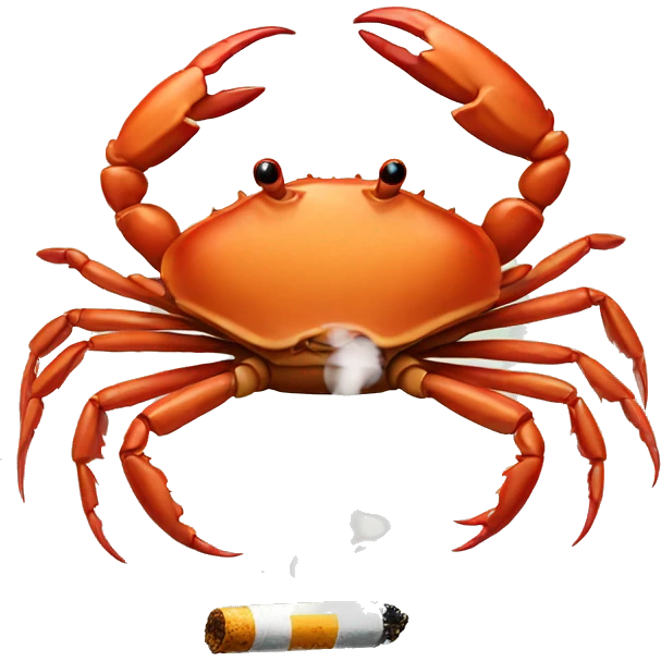 a Crab smoking a cigarette emoji