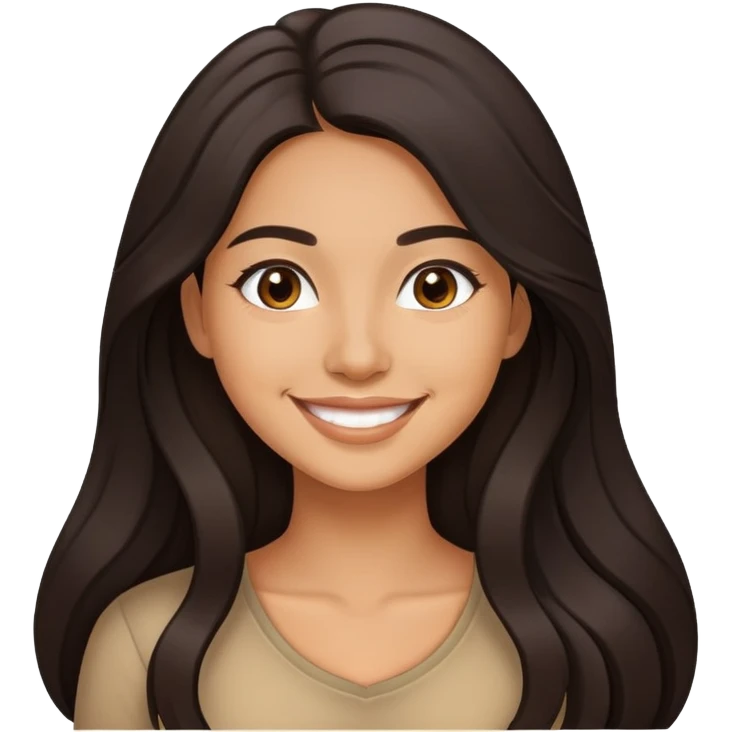 young latina woman with long dark hair smiling emoji