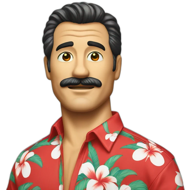 Magnum pi with hawaii shirt waving emoji