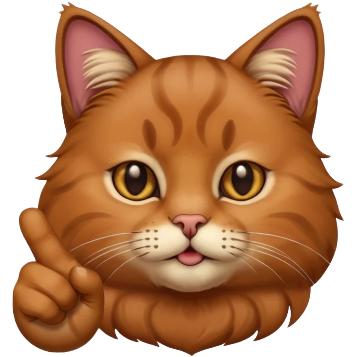 Brown cat with middle finger emoji