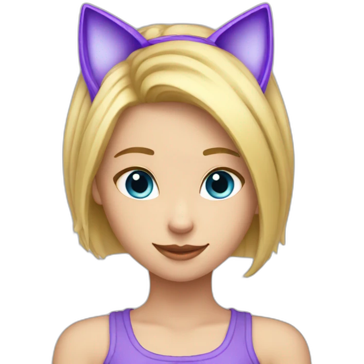 Blonde girl with purple cat ear Alice and emoji