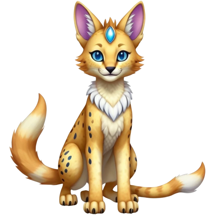 Cute Kawaii Epic Ethereal Sparkly Colorful Sergal-Serval-Caracal-Vernid full body emoji