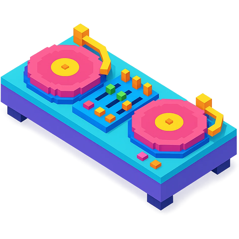 DJ turntables with a sleek design and vibrant colors emoji