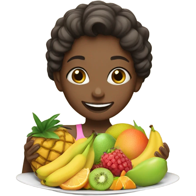 girl enjoying fruit indoors emoji