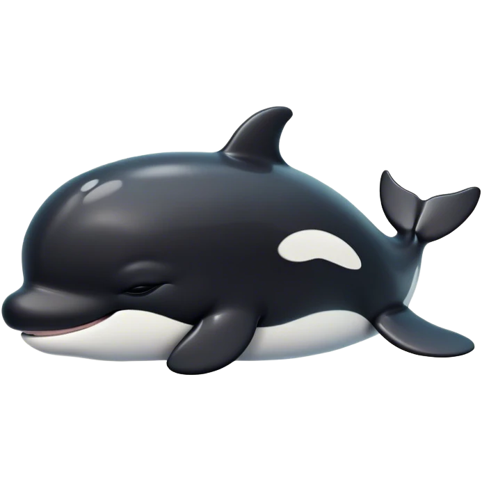 Meme-Worthy Cute Sleeping orca Portrait Emoji, Head resting peacefully with a contented smile, showcasing a smooth black-and-white body with gently drooping fins and eyes softly closed in serene slumber, Simplified yet adorably endearing features, highly detailed, glowing with a soft, drowsy deep-sea light, high shine, relaxed and utterly lovable, stylized with an air of playful oceanic laziness, soft glowing outline, capturing the essence of a sleeping orca that feels destined to become the next viral icon of adorable marine rest! emoji