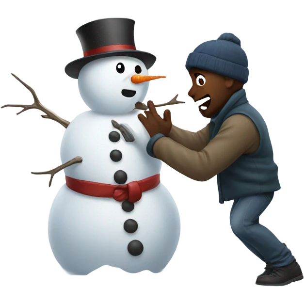 Snowman fighting a man emoji
