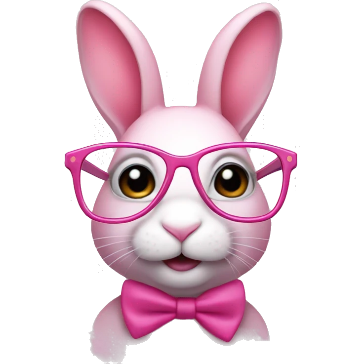 Pink bunny in glasses emoji