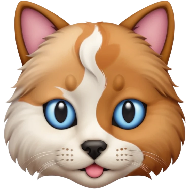 cat and dog head merged, vertical split, each half clearly cat or dog, emoji style emoji