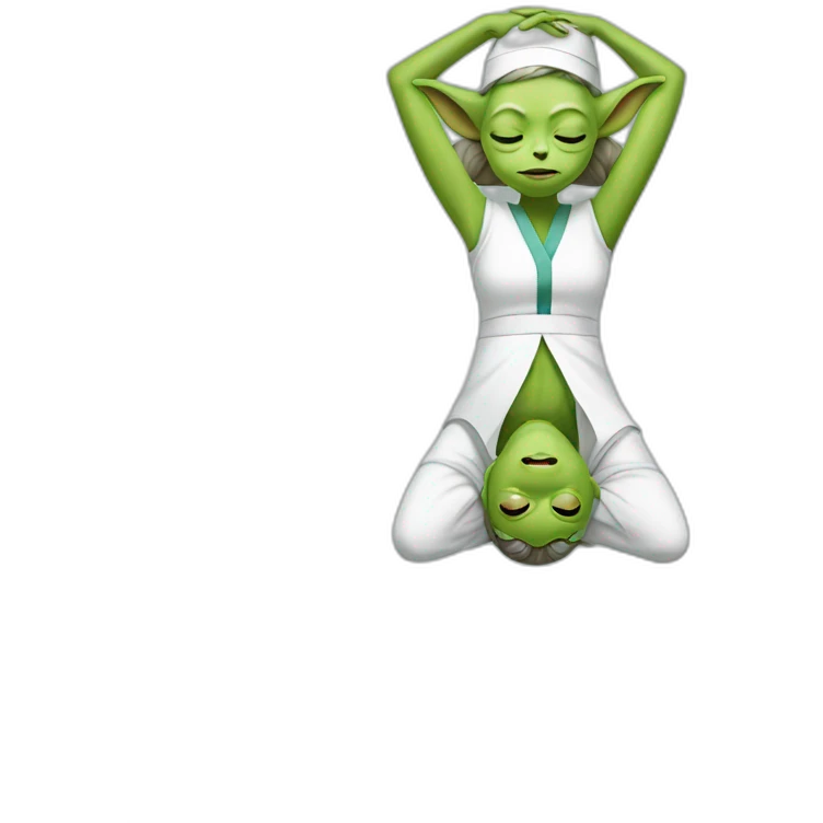Yoda nurse doing head stand sirsasana emoji