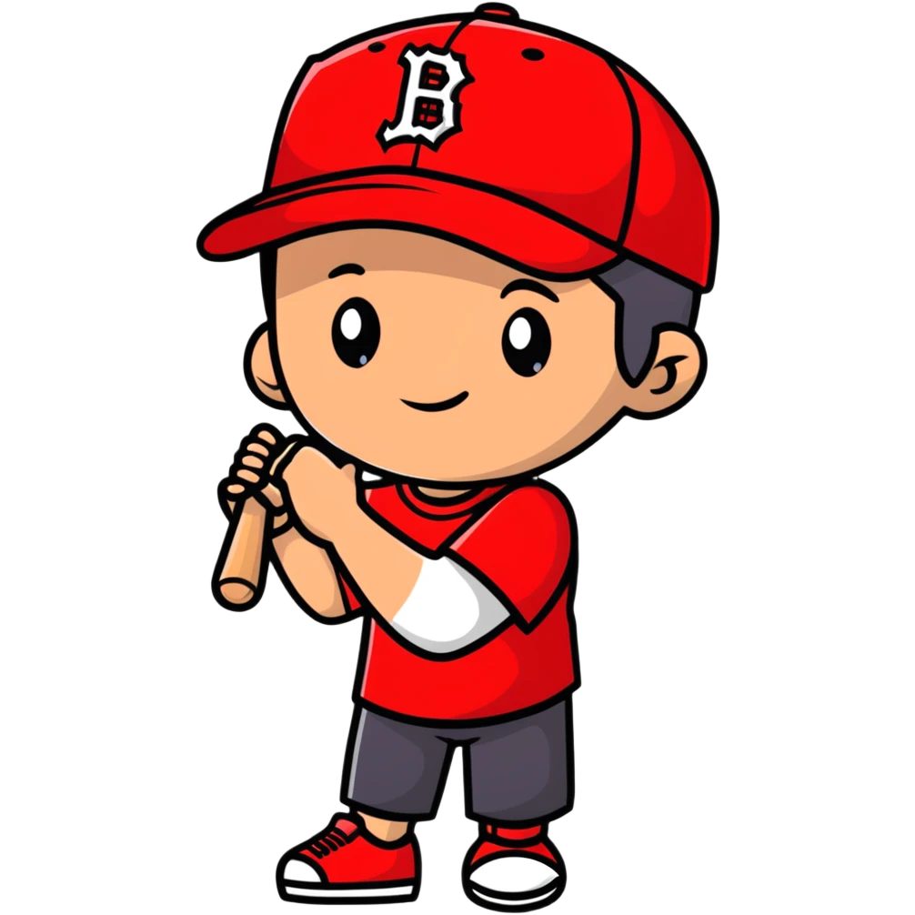 boy avatar with baseball cap and red t-shirt emoji
