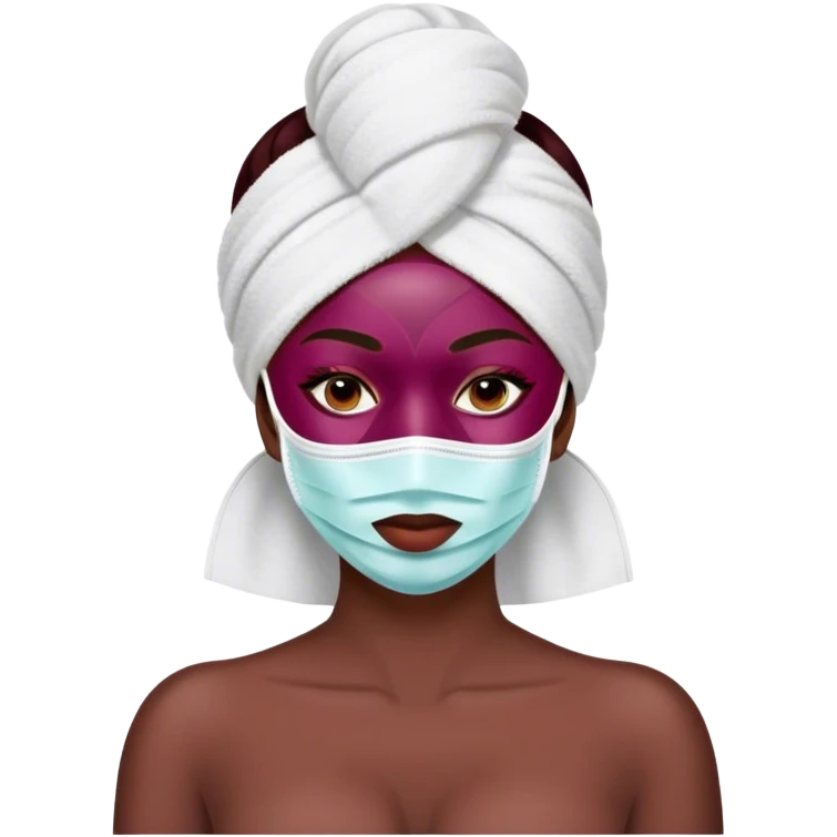 Lady with face mask spa beauty full face relaxing Burgundy emoji