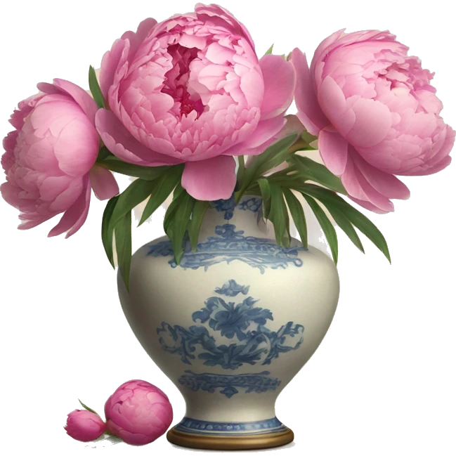 Pink peonies in a vintage vase emoji