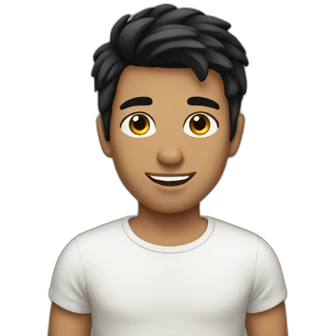 young Australian man, black hair, shaved emoji