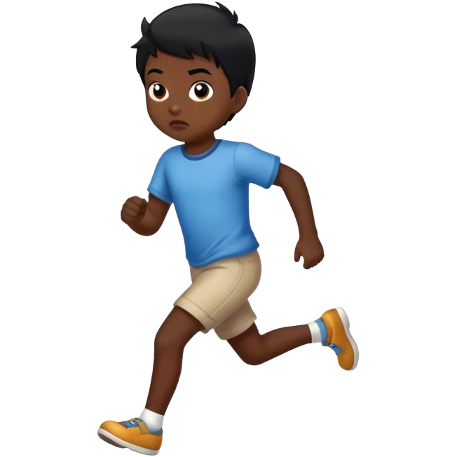 Kid with black hair in a hurry  emoji
