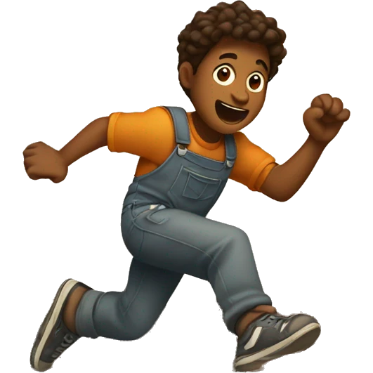 Brown boy hopping over a huge wall emoji