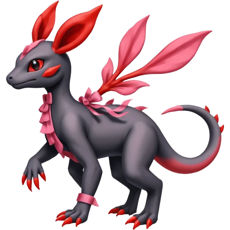 Shiny Dusknoir-Salandit-Sylveon-Fakémon-hybrid-creature (full body)  emoji