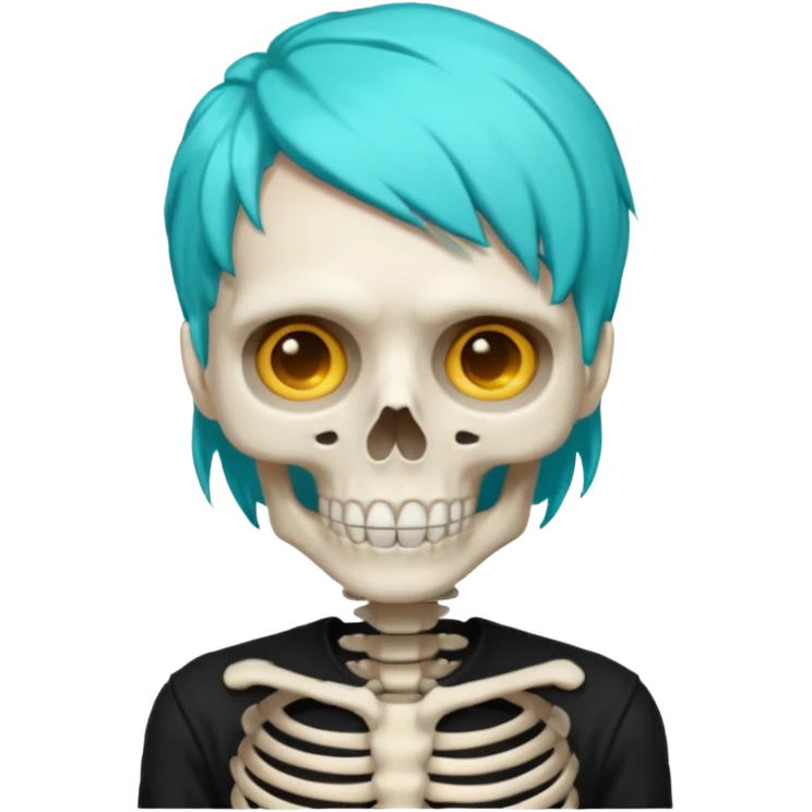 turqoise haired skeleton emoji