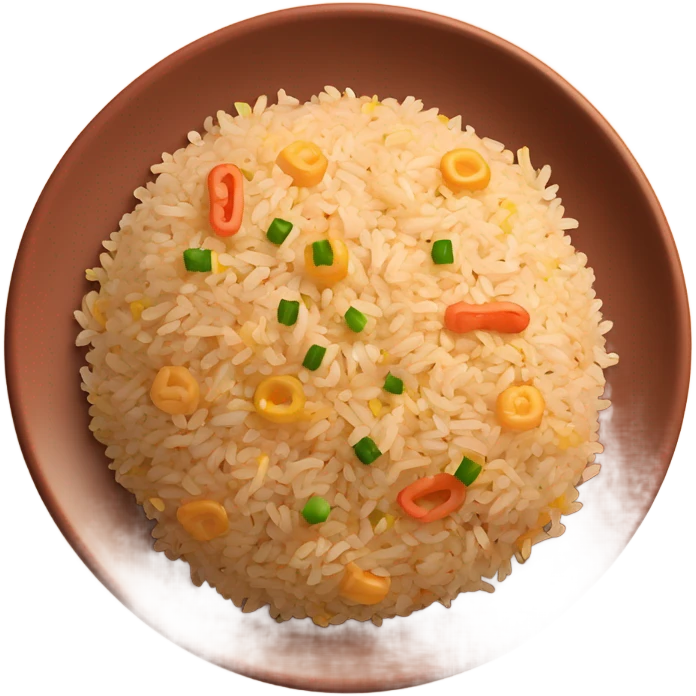 fried rice with mixed of brown rices on a terra cotta plate emoji
